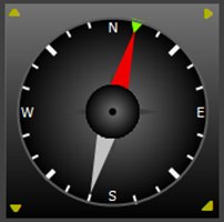 A black compass with red and green arrows

Description automatically generated