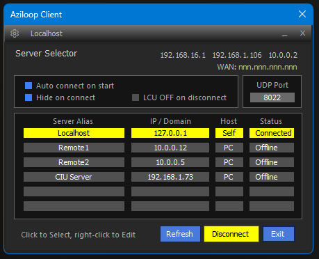 App in client mode operation