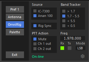 Omni-Rig support panel in the Aziloop app